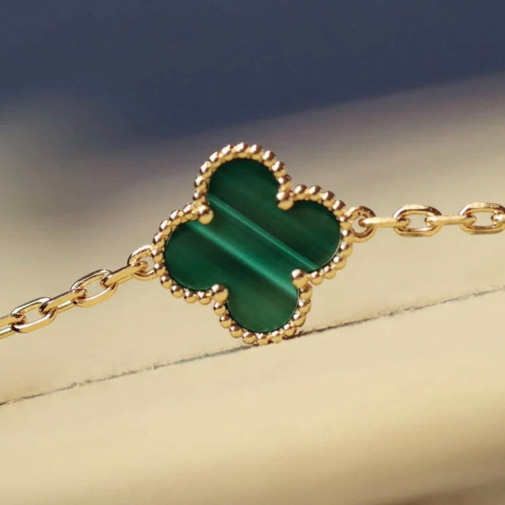 Mysitc CLOVER 20 MOTIFS MALACHITE DIAMOND NECKLACE