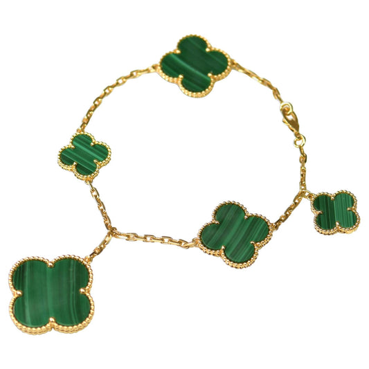 Mysitc MAGIC CLOVER MALACHITE GOLD BRACELET 5 MOTIFS