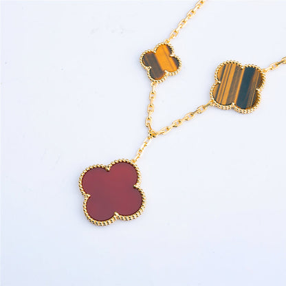Mysitc CLOVER BRACELET 5 MOTIFS CARNELIAN TIGER EYE