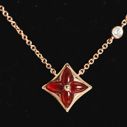 Mysitc STAR NECKLACE PINK GOLD 1 DIAMOND