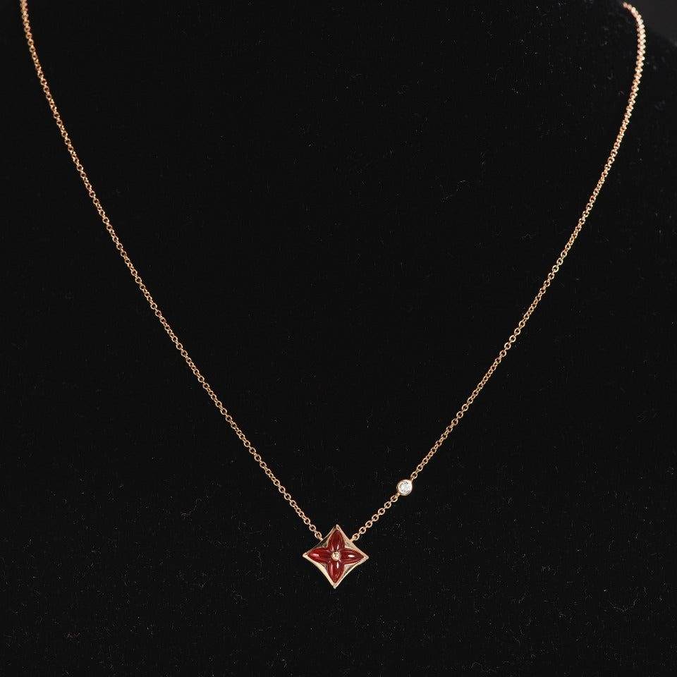 Mysitc STAR NECKLACE PINK GOLD 1 DIAMOND