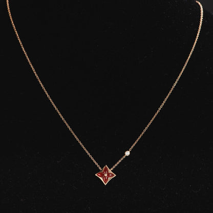 Mysitc STAR NECKLACE PINK GOLD 1 DIAMOND