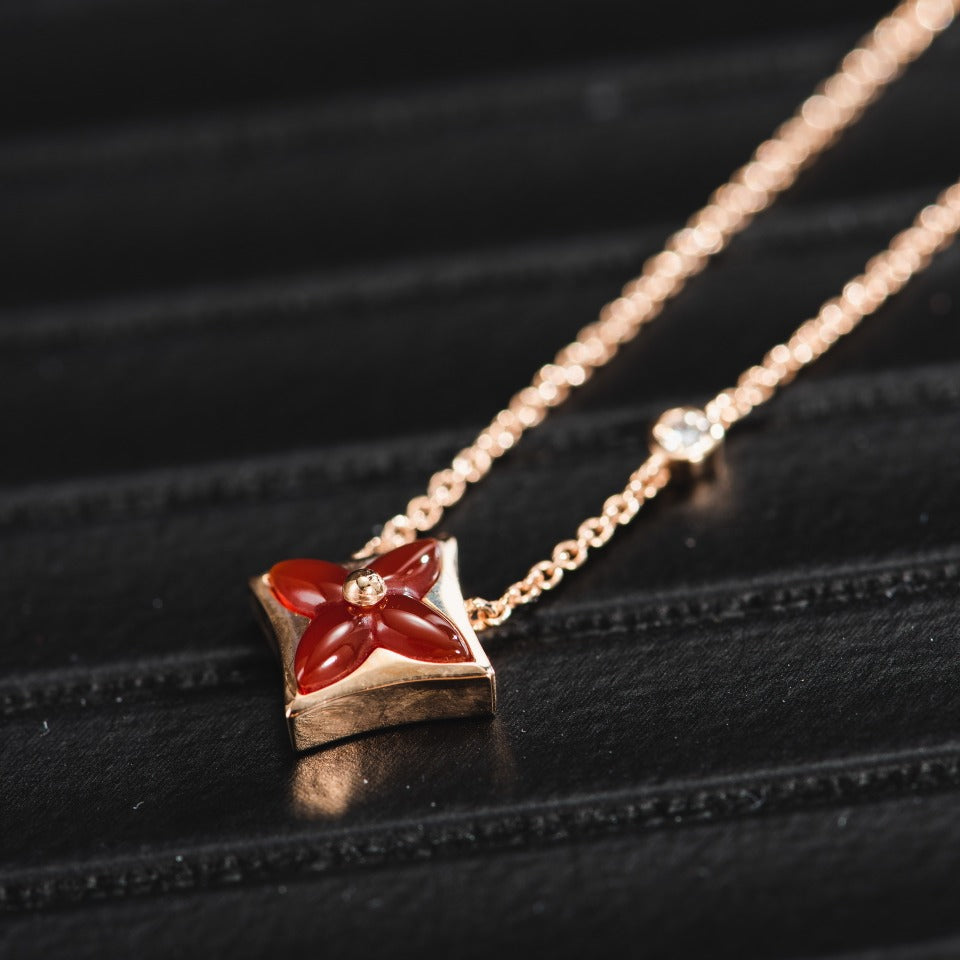 Mysitc STAR NECKLACE PINK GOLD 1 DIAMOND