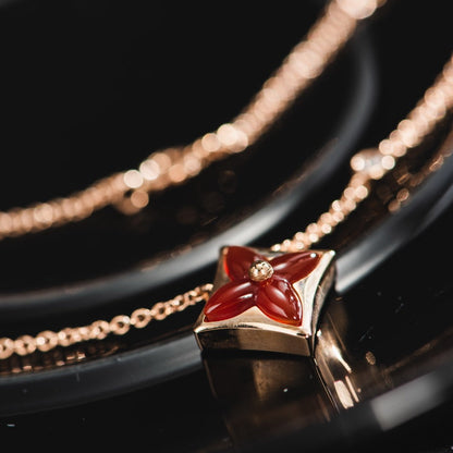 Mysitc STAR NECKLACE PINK GOLD 1 DIAMOND