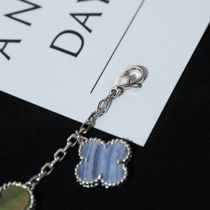 Mysitc CLOVER BRACELET 5 MOTIFS MOP CHALCEDONY SILVER