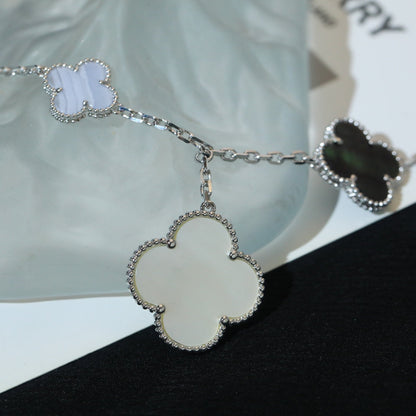 Mysitc CLOVER BRACELET 5 MOTIFS MOP CHALCEDONY SILVER