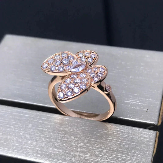 Mysitc BUTTERFLY PINK GOLD DIAMOND RING