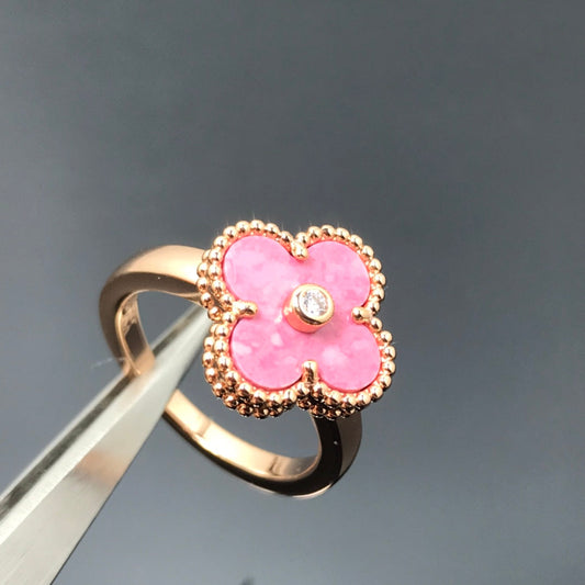 Mysitc CLOVER RHODONITE ROSE GOLD RING