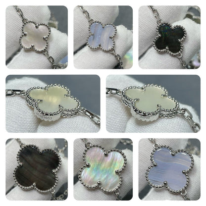 Mystic CLOVER 16モチーフ カルセドニー マザーオブパール シルバーネックレス