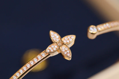 Mysitc IDYLLE PINK GOLD OPEN BRACELET DIAMOND PAVED
