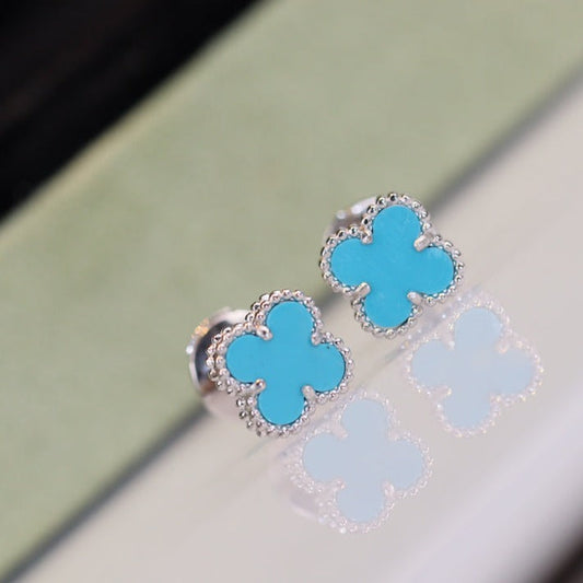 Mysitc CLOVER MINI TURQUOISE SILVER STUD EARRINGS