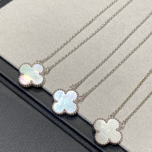 Mysitc CLOVER MEDIUM SILVER WHITE MOP NECKLACE