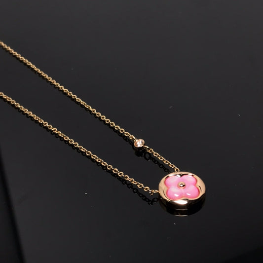Mysitc COLOR BLOSSOM PINK MOP SUN GOLD NECKLACE