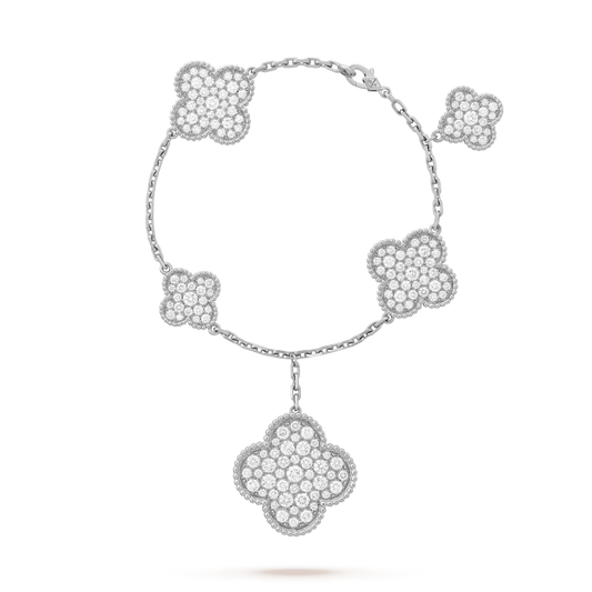 Mysitc CLOVER 6 MOTIFS SILVER DIAMOND BRACELET
