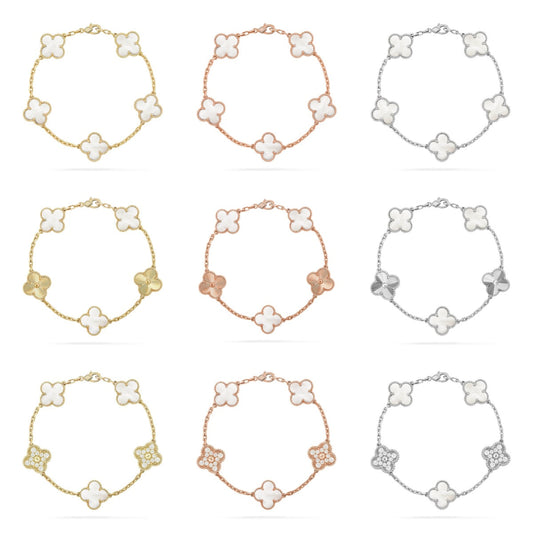 [Mysitc ]New CLOVER WHITE PEARL MOP 5 MOTIF BRACELET COLLECTION