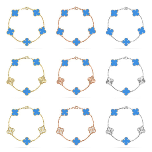 [Mysitc ]New CLOVER 5 MOTIF BLUE AGATE BRACELET COLLECTION