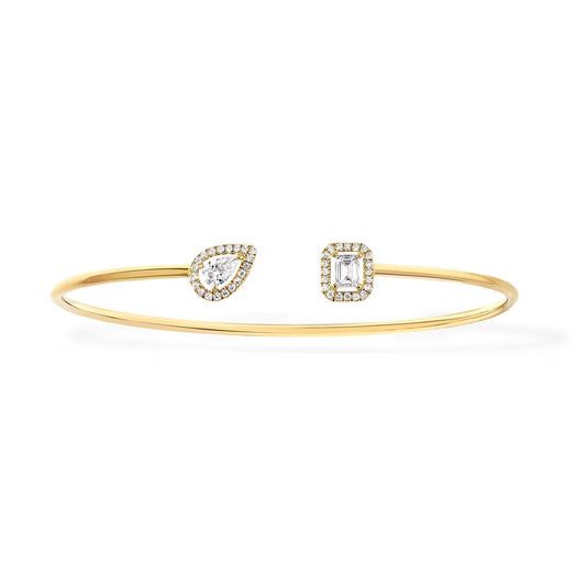 [Mystic ]JONC FLEX MY TWIN TOI & MOI SILVER DIAMOND BRACELET