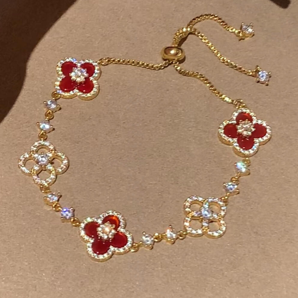 Mysitc CLOVER 5 MOTIF PINK BLUE RED WHITE BRACELET