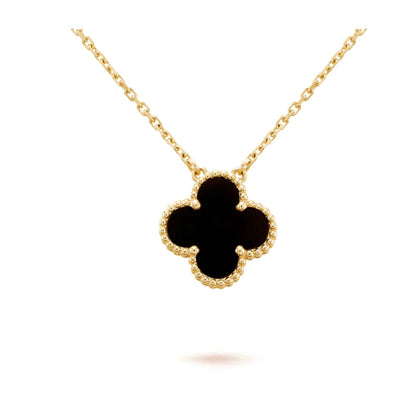 Mysitc CLOVER 15MM ブラックオニキス シングル フラワー ネックレス