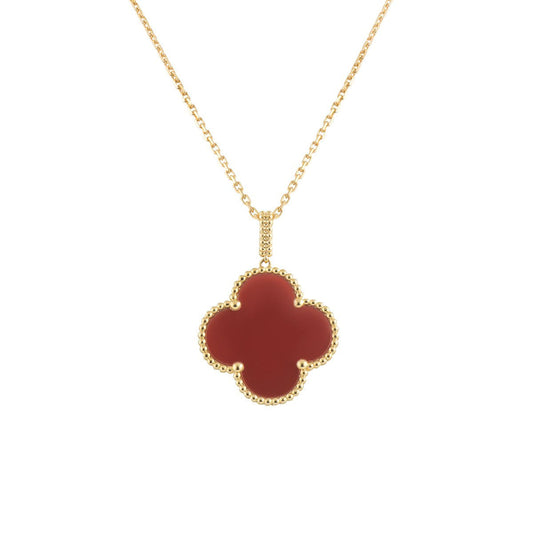 Mysitc CLOVER 25MM NECKLACE GOLD CARNELIAN