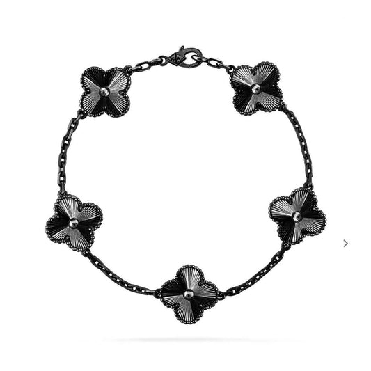 [Mysitc ]New CLOVER 5 MOTIF BLACK BRACELET