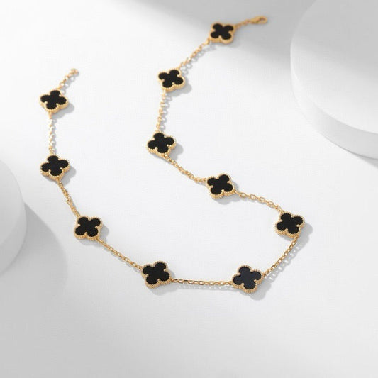 Mysitc CLOVER 10 MOTIFS ONYX NECKLACE