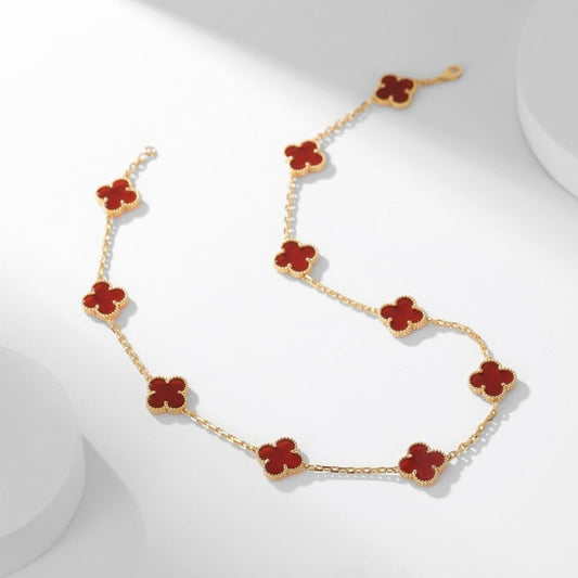 Mysitc CLOVER 10 MOTIFS CARNELIAN NECKLACE