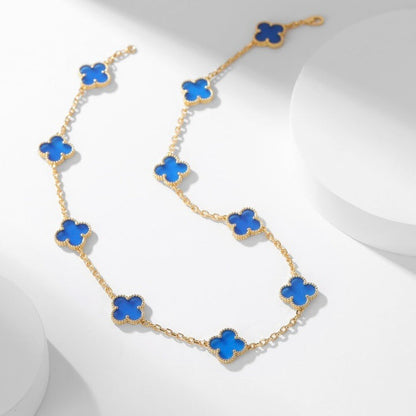 Mysitc CLOVER 10 MOTIFS BLUE AGATE NECKLACE