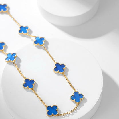 Mysitc CLOVER 10 MOTIFS BLUE AGATE NECKLACE