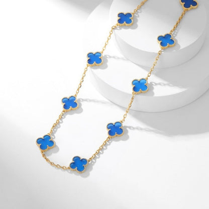 Mysitc CLOVER 10 MOTIFS BLUE AGATE NECKLACE