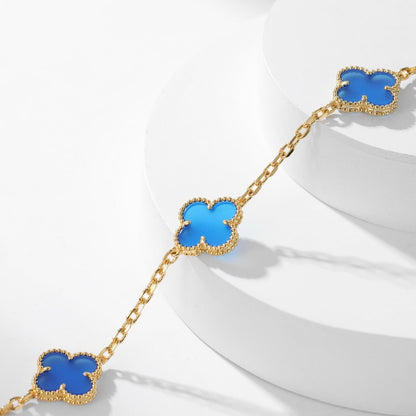 Mysitc CLOVER 10 MOTIFS BLUE AGATE NECKLACE