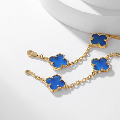 Mysitc CLOVER 10 MOTIFS BLUE AGATE NECKLACE