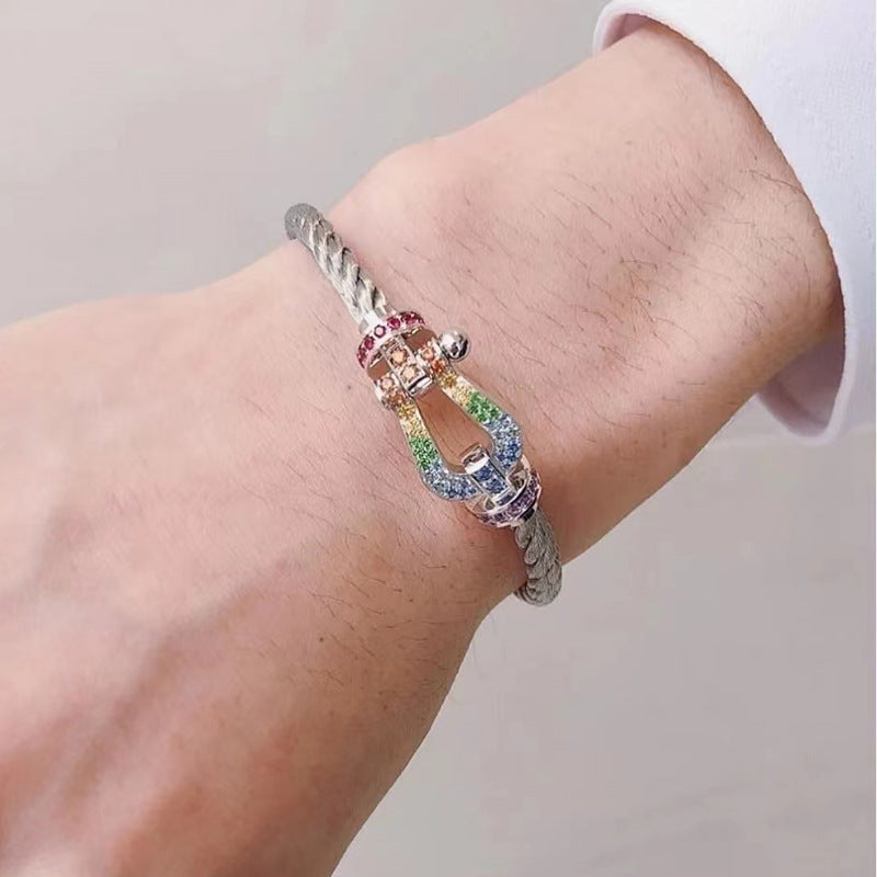 Mysitc FORCE LARGE HORSESHOE  COLORED DIAMOND BRACELET ROSE GOLD