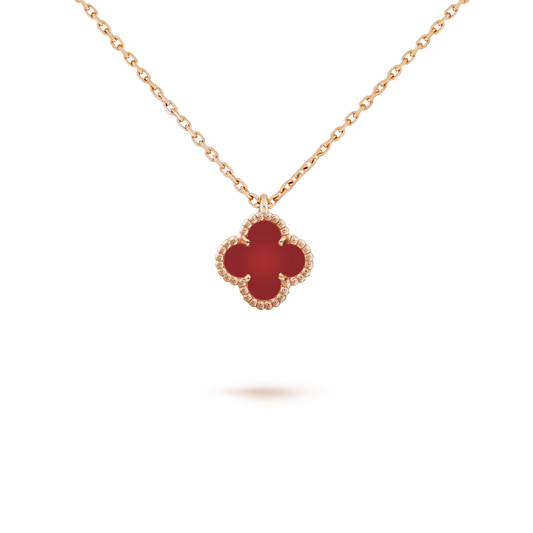 Mysitc CLOVER MINI 9.5MM WHITE CARNELIANS NECKLACE
