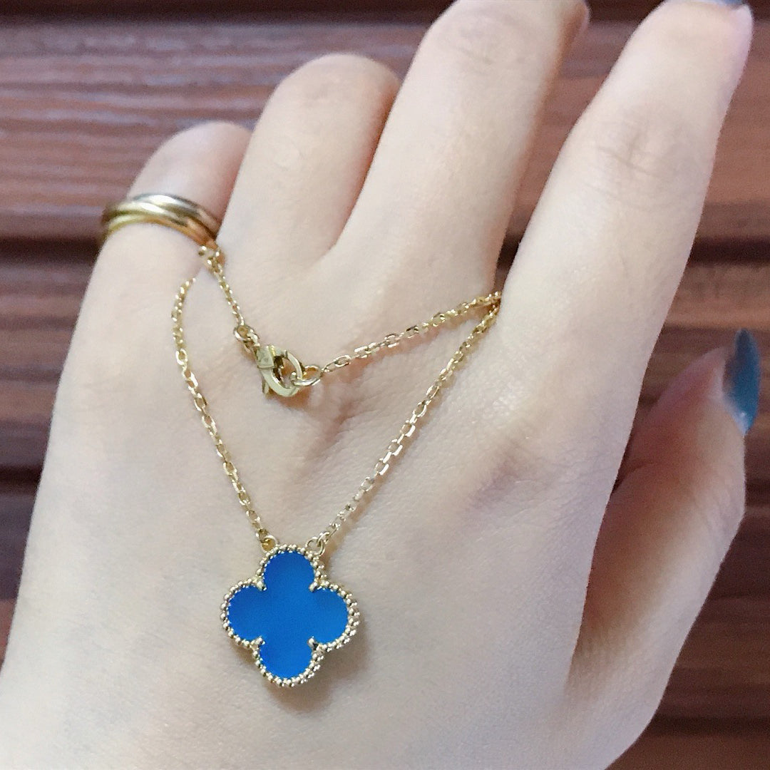 Mystic CLOVER 15MM ブルーアゲートネックレス