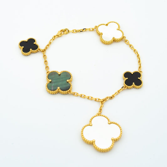 Mysitc CLOVER BRACELET 5 MOTIFS ONYX MOP