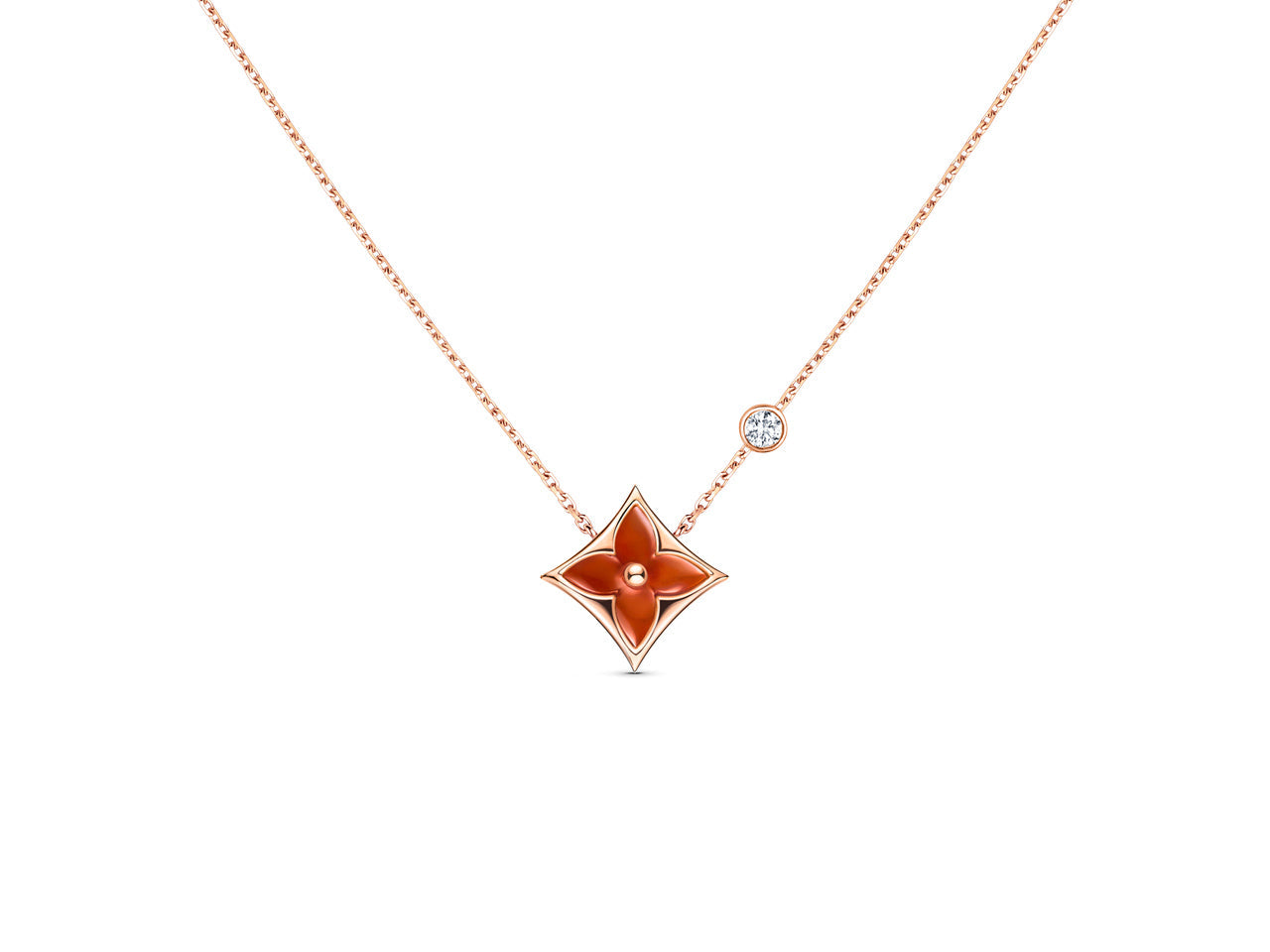 Mysitc STAR NECKLACE PINK GOLD 1 DIAMOND