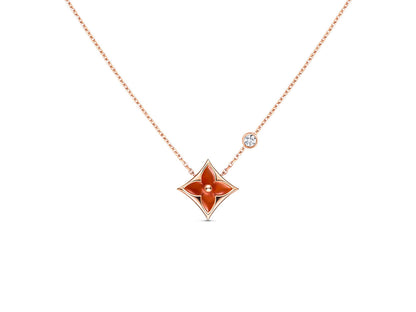 Mysitc STAR NECKLACE PINK GOLD 1 DIAMOND