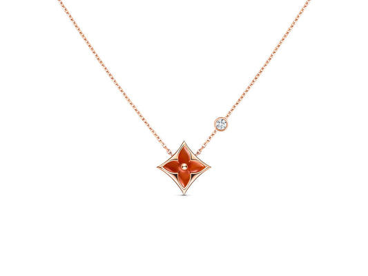 Mysitc STAR NECKLACE PINK GOLD 1 DIAMOND