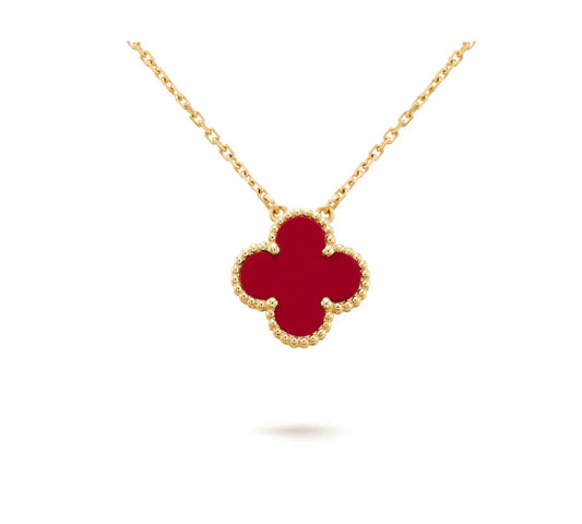 Mysitc CLOVER 15MM CARNELIAN SINGLE FLOWER NECKLACE