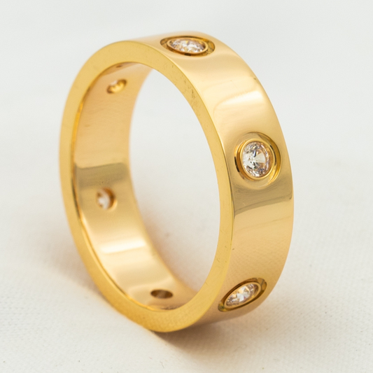 Mysitc LOVE RING 5.5MM 6 DIAMONDS PINK GOLD