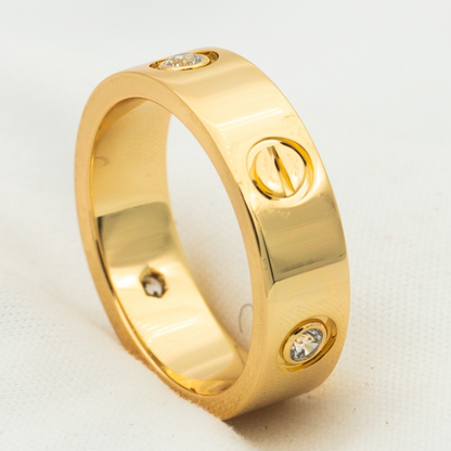 Mysitc LOVE RING 5.5MM 3 DIAMONDS PINK GOLD