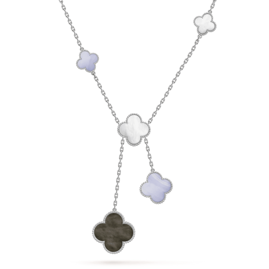 Mysitc CLOVER MOP CHALCEDONY NECKLACE SILVER 6 MOTIF