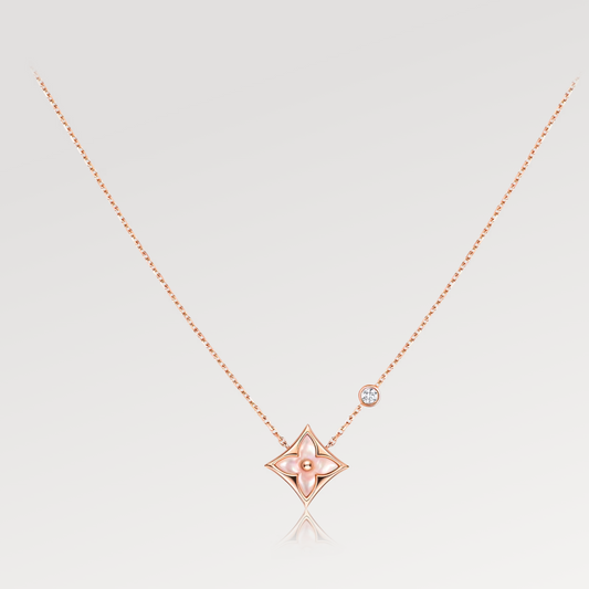Mysitc STAR PINK MOP 1 DIAMOND PINK GOLD NECKLACE