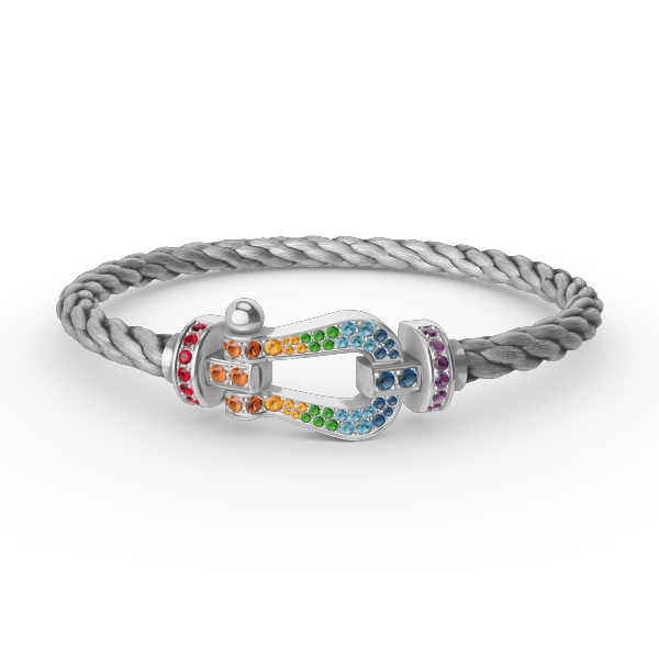 Mysitc FORC LARGE HORSESHOE  COLORED DIAMOND BRACELET SILVER