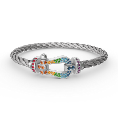 Mysitc FORC LARGE HORSESHOE  COLORED DIAMOND BRACELET SILVER