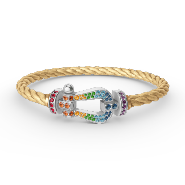 Mysitc FORC LARGE HORSESHOE  COLORED DIAMOND BRACELET SILVER