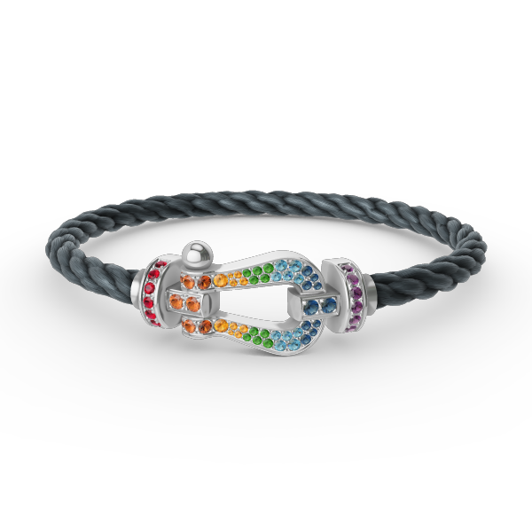 Mysitc FORC LARGE HORSESHOE  COLORED DIAMOND BRACELET SILVER