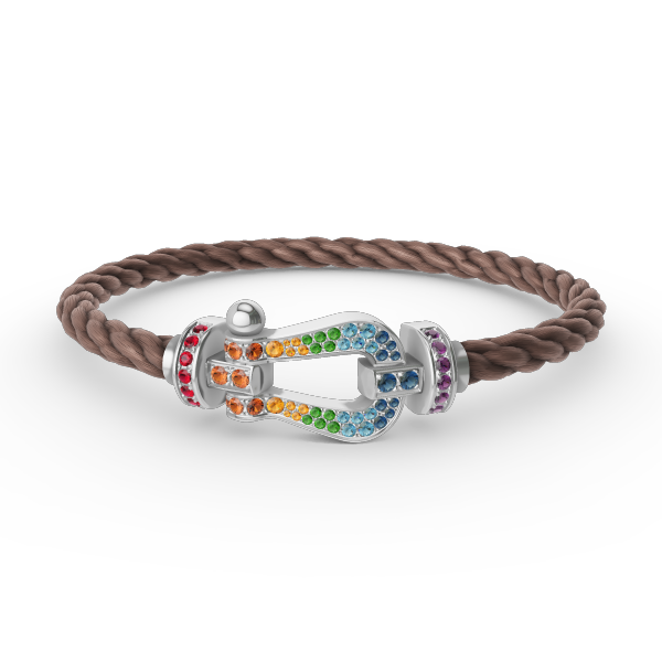 Mysitc FORC LARGE HORSESHOE  COLORED DIAMOND BRACELET SILVER