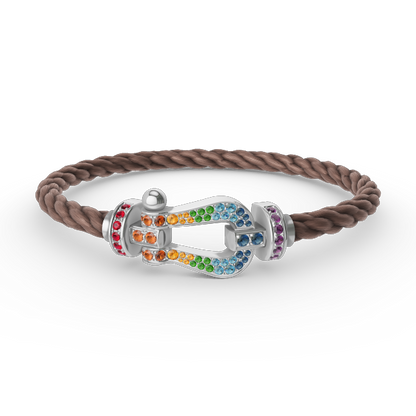 Mysitc FORC LARGE HORSESHOE  COLORED DIAMOND BRACELET SILVER